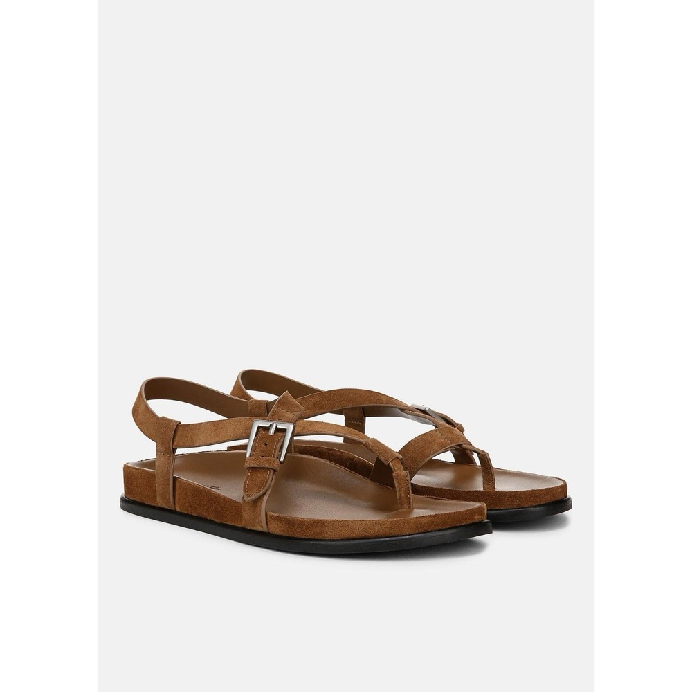 Vince Franca Strappy Sandals Womens 7 Brown Leather Suede Buckle Unworn